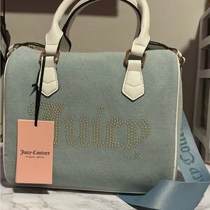 Juicy Couture Light Blue and Cream Satchel